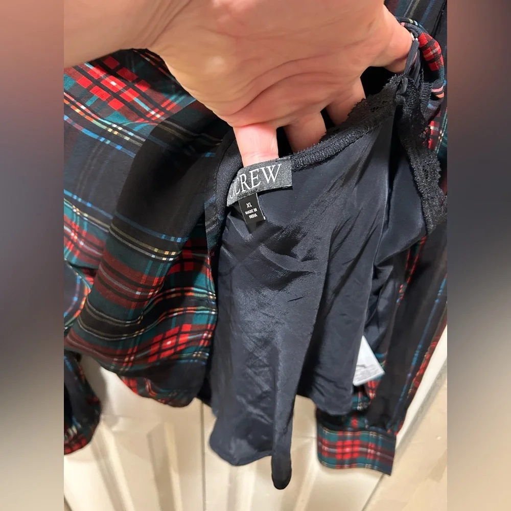 J.Crew Ruffleneck Top in Stewart Tartan Chiffon , XL - Picture 5 of 9